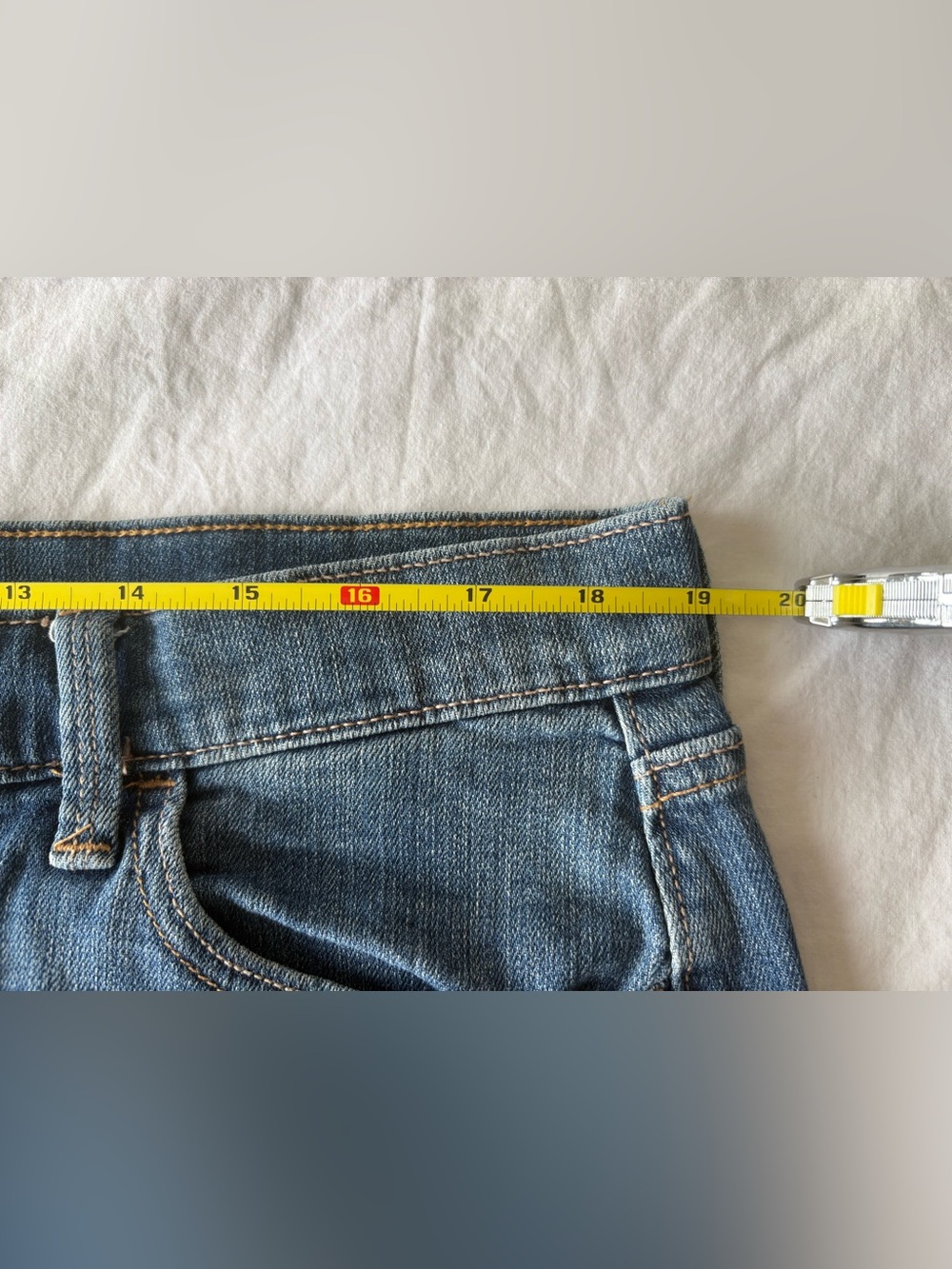 Old Navy Blue Denim Raw Hem Mini Skirt, Size 14 - Picture 7 of 8